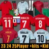 2024 Jerseys de futebol de Portugusa Portugal Ruben Ronaldo Joao Portugieser 23 24 25 Camisa de futebol portuguesa Homens Kit Kids Desenam o time da Copa do Mundo Portugals Tops Tailândia