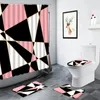 Douchegordijnen 3D zwart grijs geometrisch patroon gordijn Creative Cube Fashion Home Bath Mat Non-slip Tapijten Toiletmatten badkamer decor sets