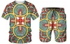 Летние африканские наряды 3D Printed Sport Men Shorts Suits Vintage Casual 2 Piece T Shirtshorts Fashion Male Suit набор 240426
