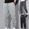 Men's Pants Men Soft Fabric Multi Pockets Elastic Waist Spring Summer Cargo Wear-Resistant Jogger Trousers Simple Clothes