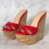 Sukeia Handmade Women Summer Plateforme Mules Sandals Corèges High Talons Round Toe Gold Nude Party Shoes Ladies US plus taille 4-16