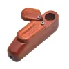Pipes à fumer en bois Herbe portable avec boîte de rangement de couvercle pivot