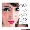 Nose Rings Studs Nose Rings Studs Titanium Steel Ring Body Piercing Jewelry Open Hoop Earring Fake Drop Delivery Dh Dhm0F