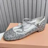 Casual Shoes S Ballet Flat For Women Sequined Round Toe Mary Janes Female Gold Silver Bling Runway Party Woman