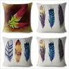 Pillow Colorful Feather Cover Case Peacock Home Decorative For Sofa Car Linen Pillowcase 45 45cm