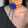 Chokers Romantische Gothic Rose Clavik -Kette Halskette geeignet für Frauen koreanische Mode verstellbare Seil Halskette Y2K Accessoires D240514