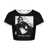 Fashion Serial Killer Impresión digital Digital Summer Summer Camiseta pequeña Tendencia de camiseta corta para mujeres F51418