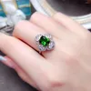 Cluster Rings MeiBaPJ Natural Diopside/Garnet Gemstone Trendy Ring For Women Real 925 Sterling Silver Charm Fine Party Jewelry