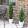 Decorative Flowers Two 3ft Artificial Topiary Trees UVResistant Bushes Potted Plants Cedar Tree Shrubs For Outdoor