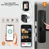 XSDTS Tuya Wi -Fi Digital Electronic Smart Door Lock com câmera biométrica Printing Smart Card Senha Chave desbloquear 240507