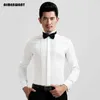 القمصان اللباس للرجال AIMENWANT 2023 TUXEDO قمصان رجال كوريا رفيعة النحافة قميص TIE قميص زفاف أبيض قميص مزود الفستان الفرنسية Y240514