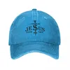 Bollkåpor Vintage Water Washing Jesus räddade min liv Baseball Homme Hat Snapback Christian Casquette