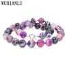 Perlen Halsketten Wubianlu 6-12 mm Naturstein lila Achat Rosa Achatstreifen Runde Perlen Halskette Damen Jade entdeckt Großhandel D240514