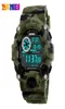 Skmei Fashion ArmyGreen Camo Pu Band Military Sports Watches 1019 50M防水LEDデジタル安全警告wristWatches1488502