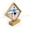 Bamboos Blank Sublimation Photo Painting EE Base DIY Double Sided Magnetism Decoration Heart Love With Wood Round Frame Picture FY4991 Viuu