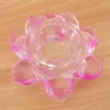 Candle Holders MagiDeal Buddhist Crystal Glass Lotus Tea Light Flower Holder Clear