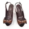 Scarpe eleganti Chan 2024 scarpa elegante e set di sacchetti abbinati Coffee Colore Rhinestone Bow Bow High Tel