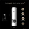 Mills 2pc Matic Pepper Grinder USB Electric Rechargable Sale Spices Mill со светодиодной светильником приправа из нержавеющей стали 240304 Dro Dh6fm