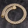 Luxury Fashion Diamond Moissanite Iced Out Cuban Link Chain White Gold Plated Sterling Silver Miami Cuban Link Halsband för män