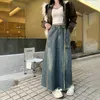 Jupes plus taille 3xl vintage jupe de jean chic lavé femme d'automne