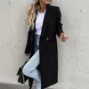 Damesjassen vrouwen jas elegante lange blazer vrouwelijk allemaal match mouw knop placket winter overjas pak sleutelgrench