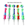 Kit collettore nettare in silicone morbido kit da giunto da 14 mm mini tubi di tabacco in silicone con punte in quarzo e punta in titanio manuale colorata, per bong in vetro piatta