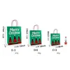 Green Handle Christmas Wrap With Red Kraft Bags Stripe Snowflake Print Xmas Gift Paper Bag Sweets Candy Pouch DBC P1128