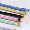 Storage Bags 20.5 8.5cm DIY Blank Plain Canvas Zipper Pencil Pen Stationery Cases Clutch Bag Gift Pouch LX6439