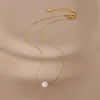 316L из нержавеющей стали новая мода Fine Jewelry Natural Freshwater Pearl Charms Цепные колье колье для женщин подвеска для женщин