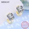 Boucles d'oreilles cerceaux Ins Real 925 Sterling Silver Rectangle Zircon For Women Classic Fine Jewelry 18K Gold Accessories Gift