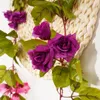 Fleurs décoratives vigne artificielle rose rouge fausse fleur bricolage décoration de mariage décoration de chambre à la maison mur suspendu garland plantes jardin arc