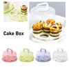 Bordmattor 1 st Cake Box Round Food -Keeping Dustproare Fruits Handtag med grönsaker Plastlockstativ Lådor Lagring och B8S5
