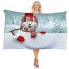 Towel Cute Christmas Snowman 3d Print Blanket Throws Bathroom Bath Quicky-dry Soft Microfiber Beach Mat Gift