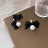 Stud 2021 New Korean Sweet Black White Bowknot Clip on Earrings Sweet Fabric Lace Bow Fashion Non Pierced Earrings Clip Jewelry Gift J240513