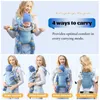 Carrier con zaino conduttore per bambini A fila per bambini regolabile con tracolla a mano trasporto a mano senza fiocco per bambino avvolgimento del carrier wrat sgabello in vita neonato Y240514