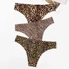 Mutandine femminili bzel 3pcs/set Fashion Leopard Bikini Turgini sexy per cagne senza cuciture bianche in seta in linga sport sport g-corde