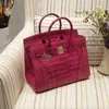 Women's Platinum 2024 Designer Bag Crocodile Pattern Women's Genuine Leather Women's Handbag Personality O996