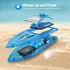 RC Boat for Kids,2Pack LED Light Remote Control Boat for Pools and Lakes,Bathtub Toy Boats with Whole Body Waterproof,Rechargeable Battery,Low Battery Alarm