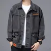 Мужская джинсовая куртка серый осенний мужчина джинсовый котт кнопка винтаж Joker низкий цену оригинальный модный большой размер в Корее One Piece L 240514