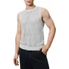 Camisetas masculinas de verão malhado de coletes de coleta redonda de pescoço redondo de malha de calça de mangas de mangas top