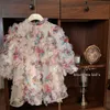 Robe de filles automne 2024 style coréen style occidental bébé manche bouffée en trois dimensions robe de princesse farcent 240513