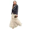 New women's high-end summer style British mesh cake fluffy solid color A-line half length skirt F51447