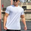 Exercise Muscle Loose Cotton Fitness Short Sleeve Men Basketball Autumn Running Training Elastic Sports T Shirt Round