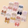 Hair Accessories 4Pcs/Set Lovely Cotton Bowknot Clips Safe Hairpins Girl Fresh Pastoral Hairclips Baby Hair Accessories Kids Print Hairgripe Gift