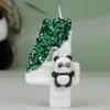 5PCS Świece 1PCS Mini Panda zielone cyfrowe świece 3D Blask Cake Cake Cake Decor Dziecko Dzieci Party Happy Birthday Dekoracja