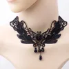 Chokers Collier de dentelle noire victorienne femme Bohemian Crystal Tassel Sexy Lace Collier Dark Lolitan Style Jewelry D240514