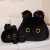 Cartoon Black Cat Pillow Poll Poll Poll Little Cat Doll Gargers Sleep Sleep Aoth Poupée de marionnette