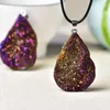 Party Favor Natural Agate Cave Crystals Elektroplatta Oregelbunden DIY -handgjorda ädelstenar Pendant Shiny Gem Sparkling Healing Stone Necklace