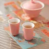 Ensembles de thé en céramique Simple Ceramic Set One Pot et deux tasses Pink Ercai Bowl Day 'Day Souvenirs Matcha Tools Kitchen Dining