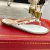 Caovilla René Slippers Pearl Water Diamond Decoration Designer Robe Shoes Fashion Fashion Factory Quality Womens Casual Beach Sandals Tongs DH 20